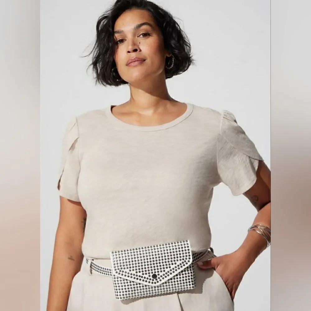 Torrid Faux White Leather Rivet Belt Bag